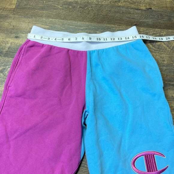 Champion Reverse Weave Cut Off Teal Pink Colorblock Sweat Shorts Adult Medium - Picture 2 of 11